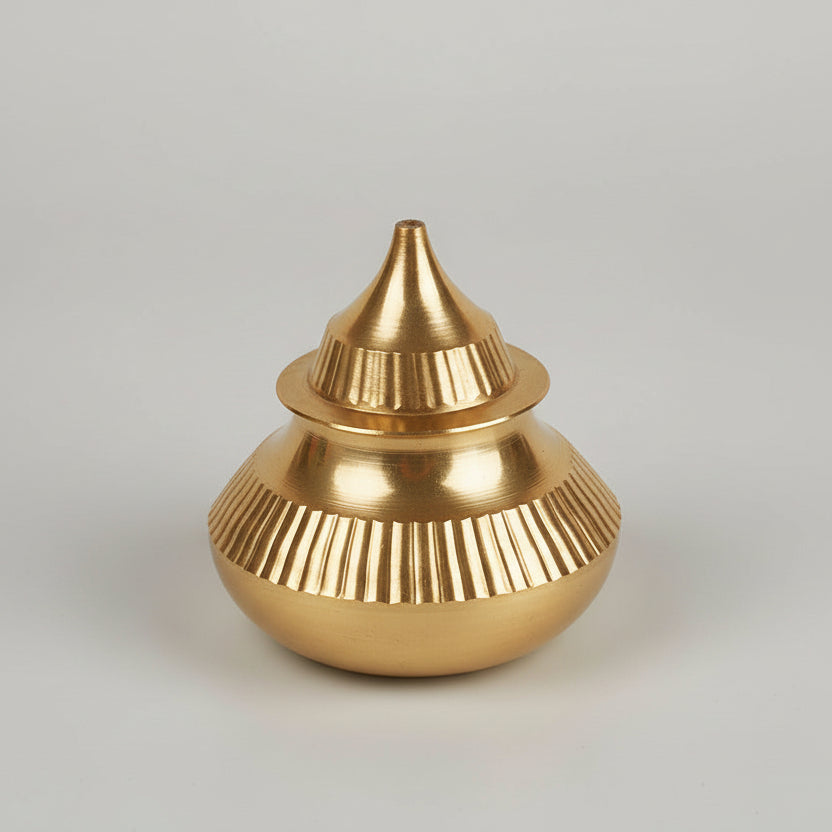 Brass Modak Design Haldi Kumkum Container (Dibbi)-One Piece