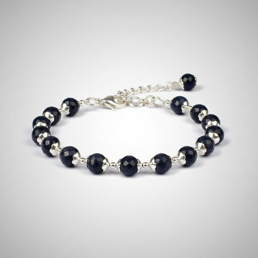 Blue Sapphire Faceted Bracelet (Round Shaped)