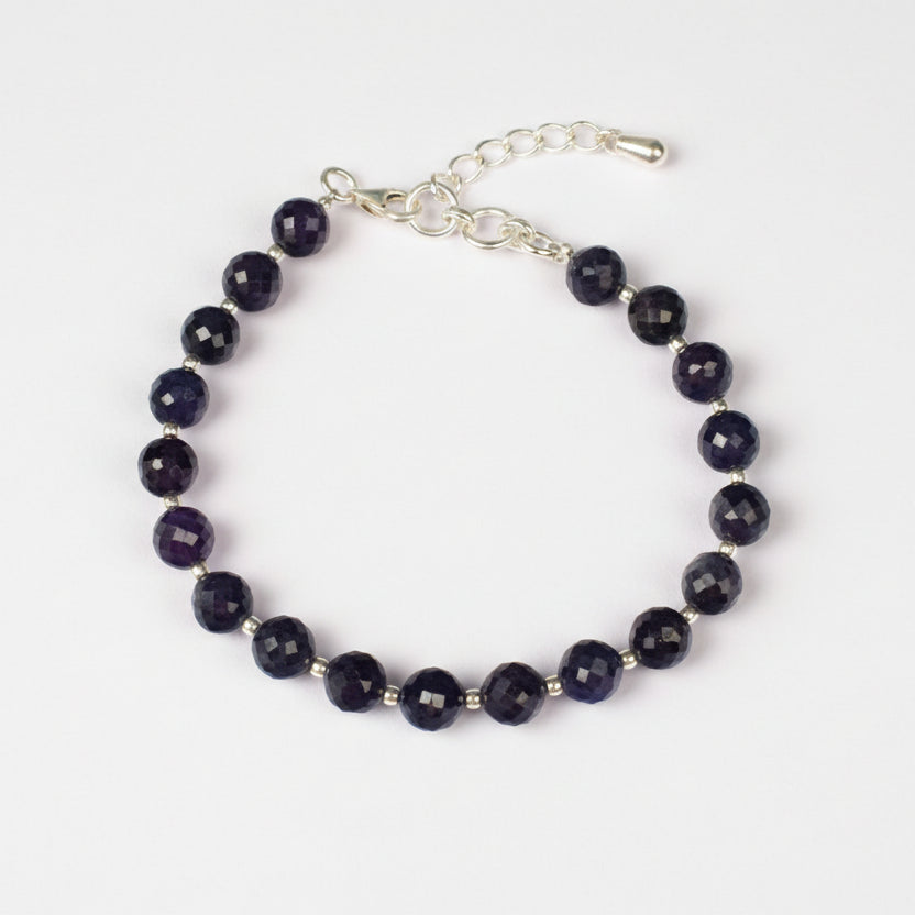 Blue Sapphire Faceted Bracelet (Round Shaped) 7 mm