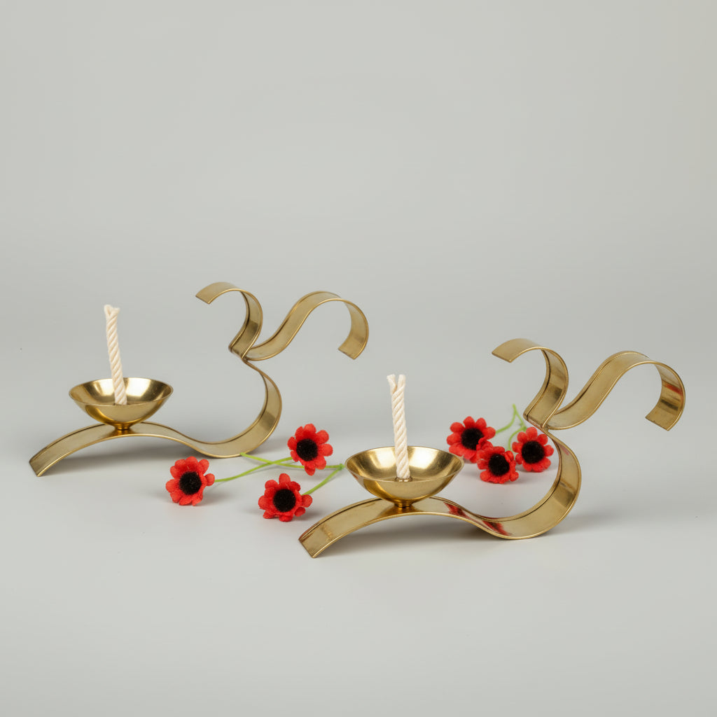 OM Design Brass Aarti Diya