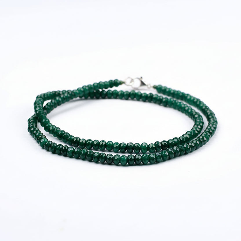 Emerald faceted bead Necklace