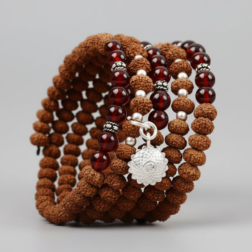 9 Mukhi Rudraksha with Gomed Bracelet - I
