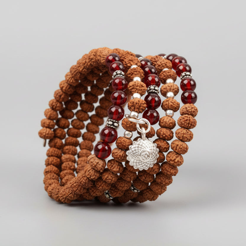9 Mukhi Rudraksha with Gomed Bracelet - I