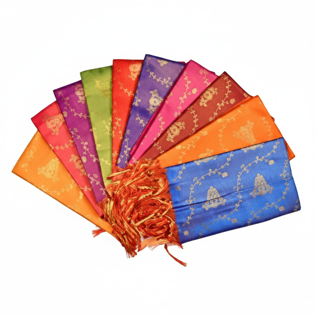 Shanku Chakra Namam Silk PUJA Shawl-Blue