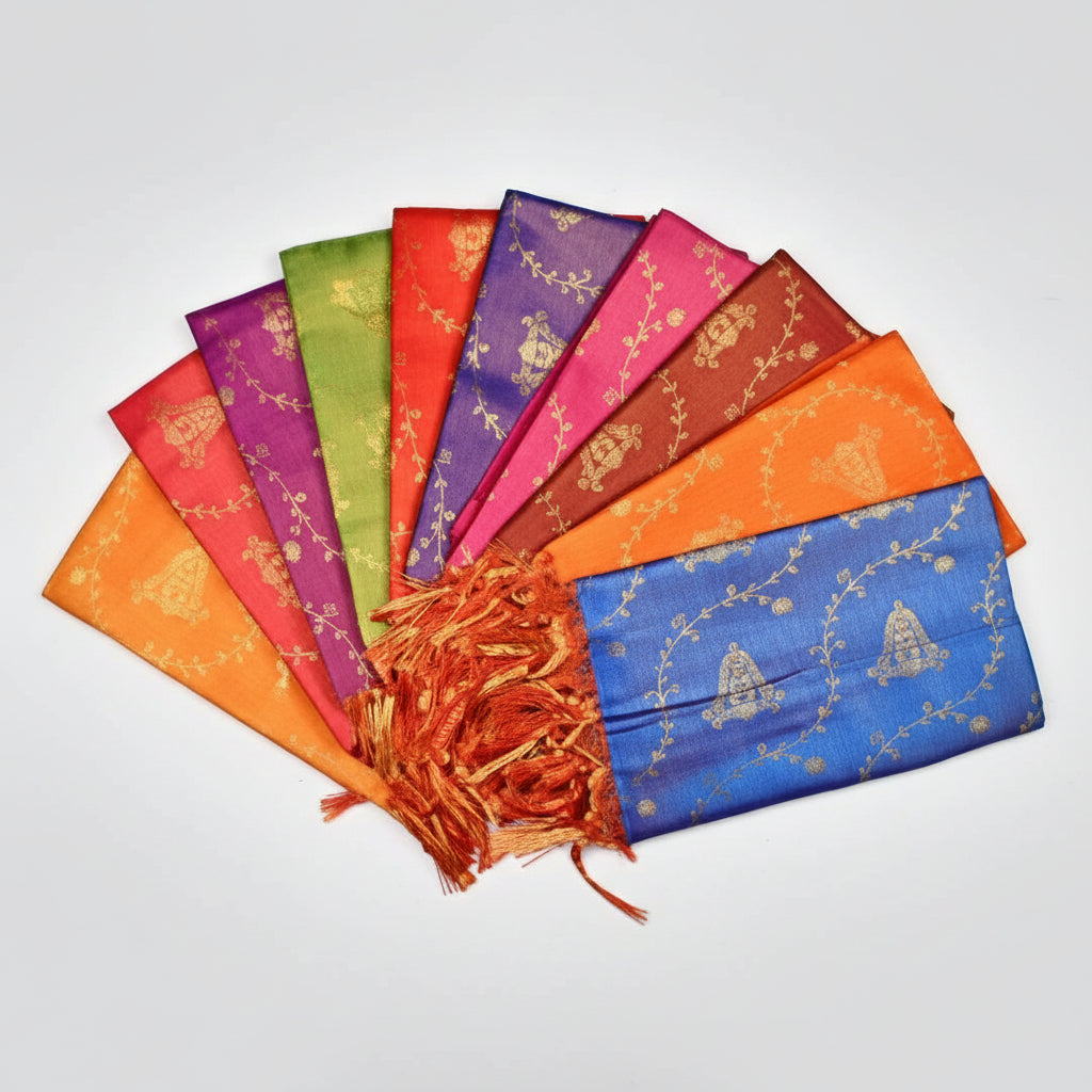 Shanku Chakra Namam Silk PUJA Shawl-Pink