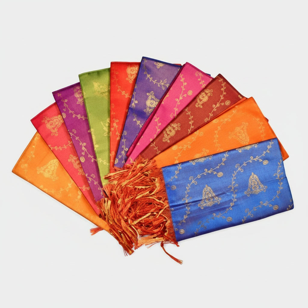 Shanku Chakra Namam Silk PUJA Shawl-Maroon