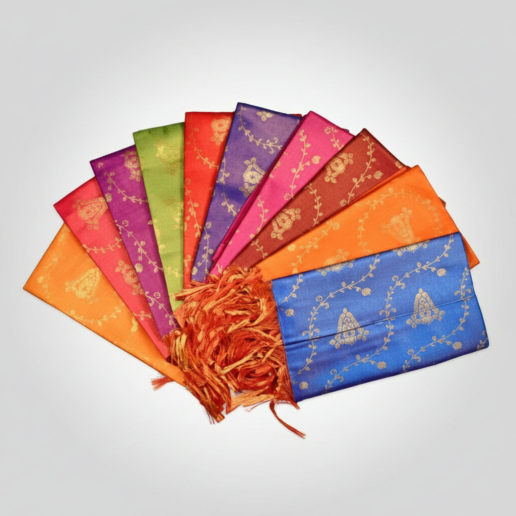 Shanku Chakra Namam Silk PUJA Shawl-Green