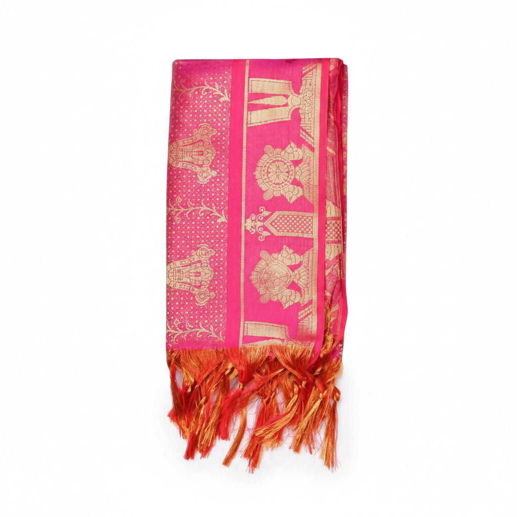 Shanku Chakra Namam Silk PUJA Shawl-Purple