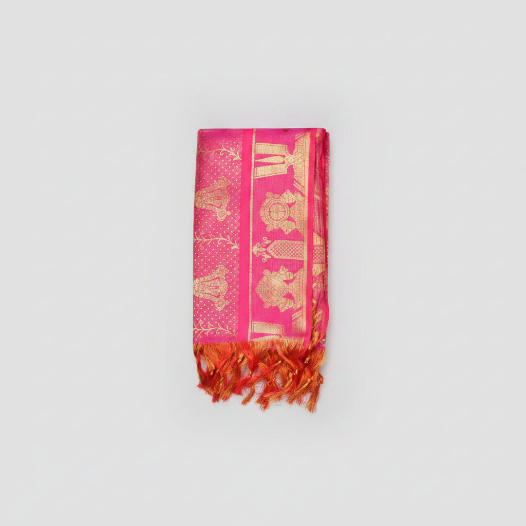Shanku Chakra Namam Silk PUJA Shawl-Maroon