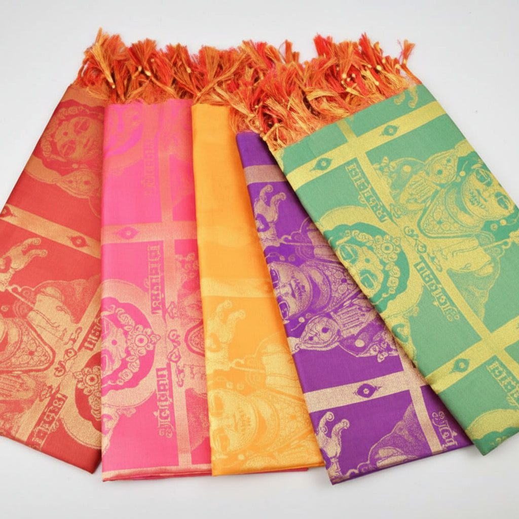 Murugan Shawl in Art Silk-Saffron