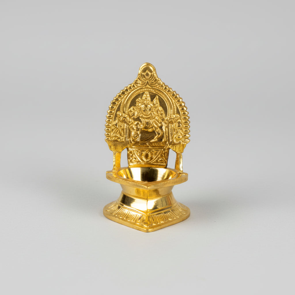 Shiva Parvati Oil Lamp In Brass-Set of 2