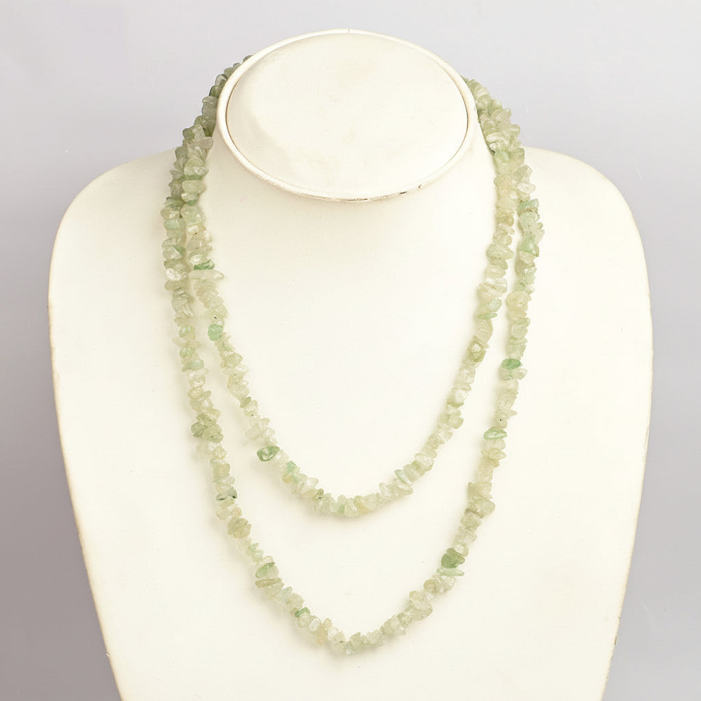 Natural Green Aventurine Uncut Beads Necklace
