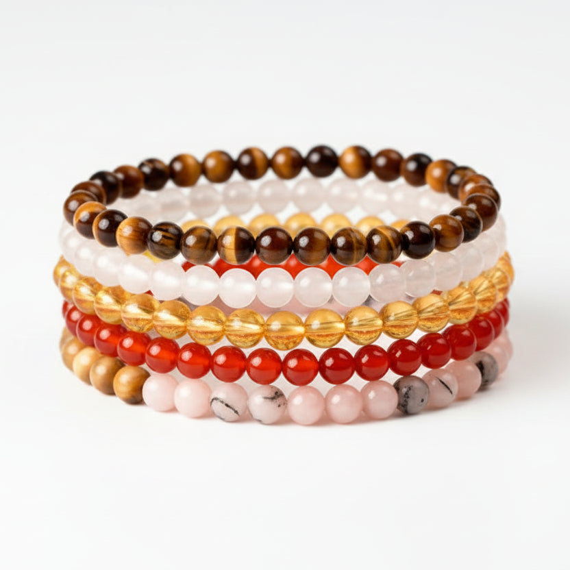 Semi Precious Gemstone Bracelet Set For Right Hand-6 mm