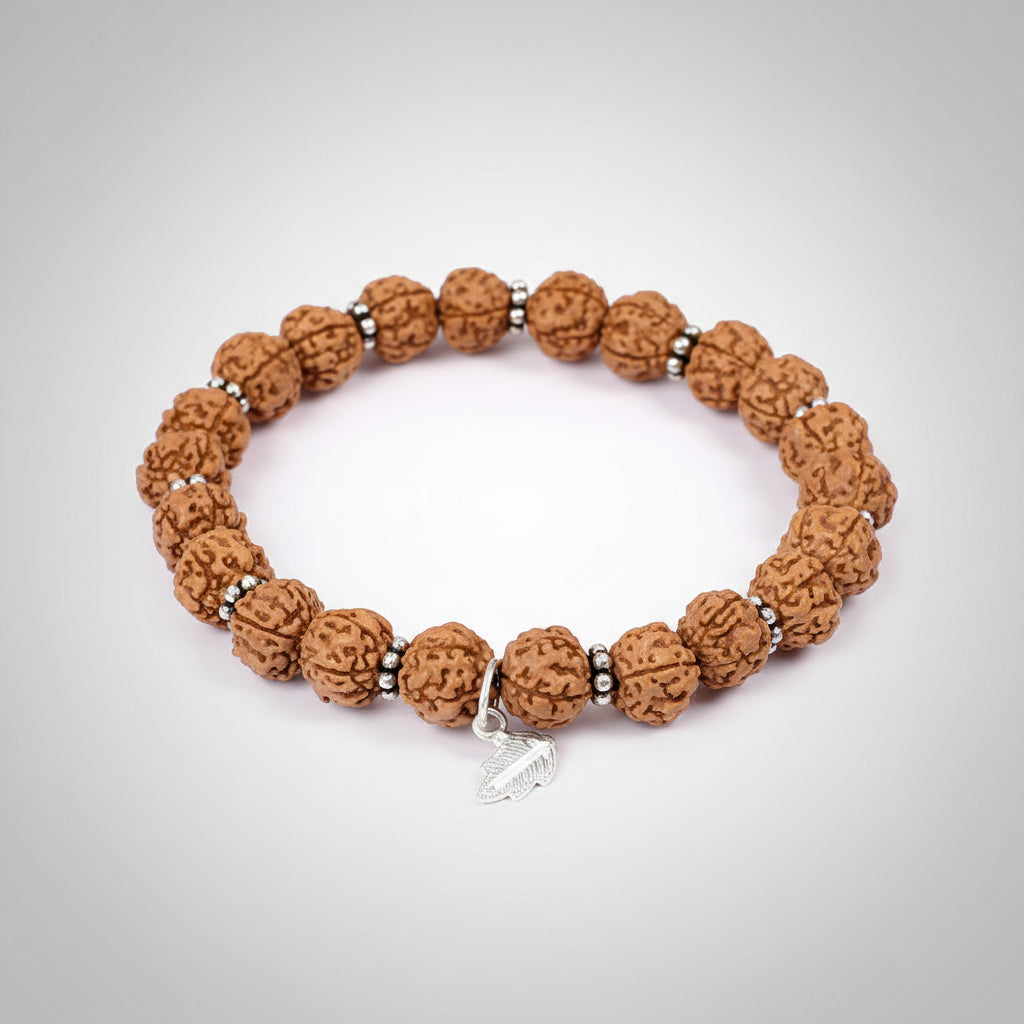 Rare 5 Mukhi Semi Chikna Bracelet (10 mm)-Silver Chakri