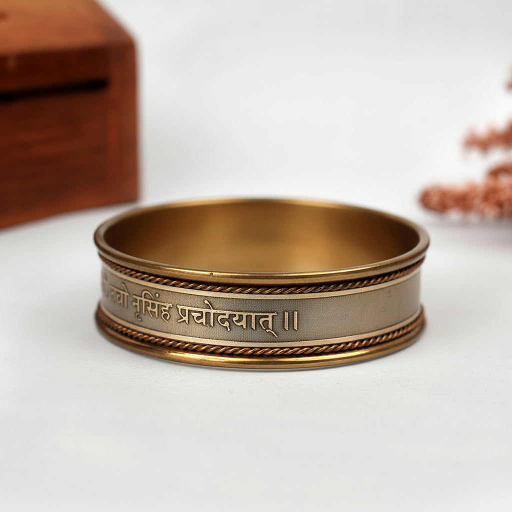 Narsimha Gayatri Mantra Kada-Silver Finish