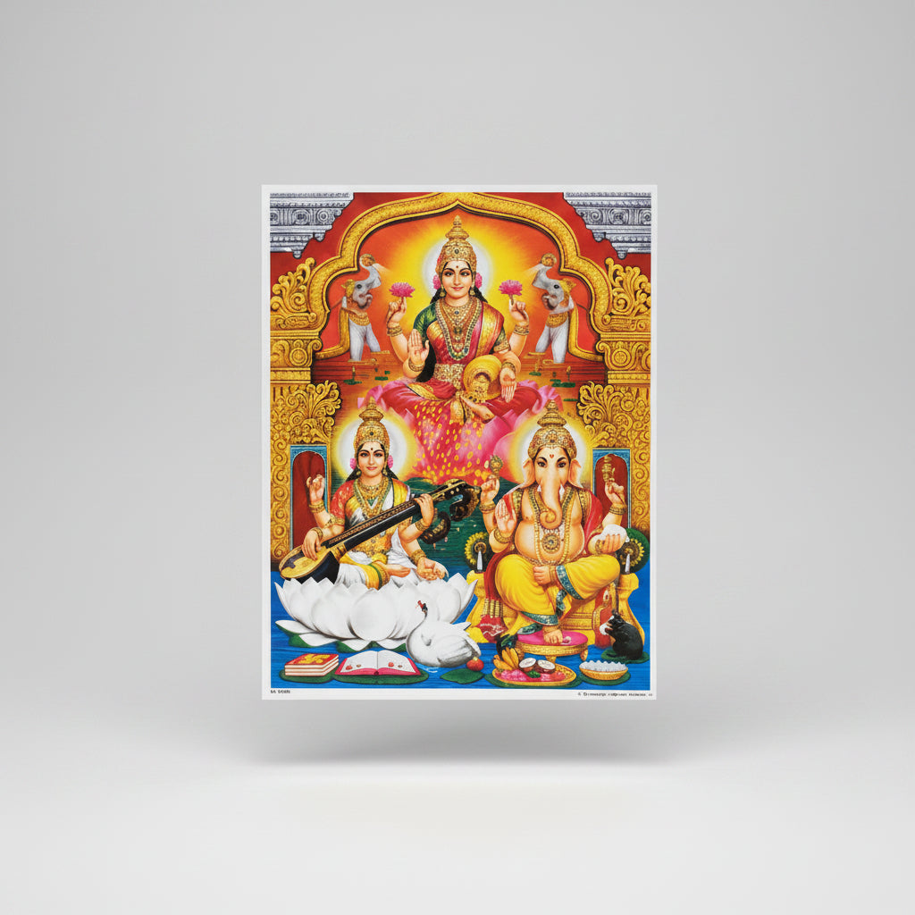 Ganesh Laxmi Saraswati Photo Large II-With Frame II