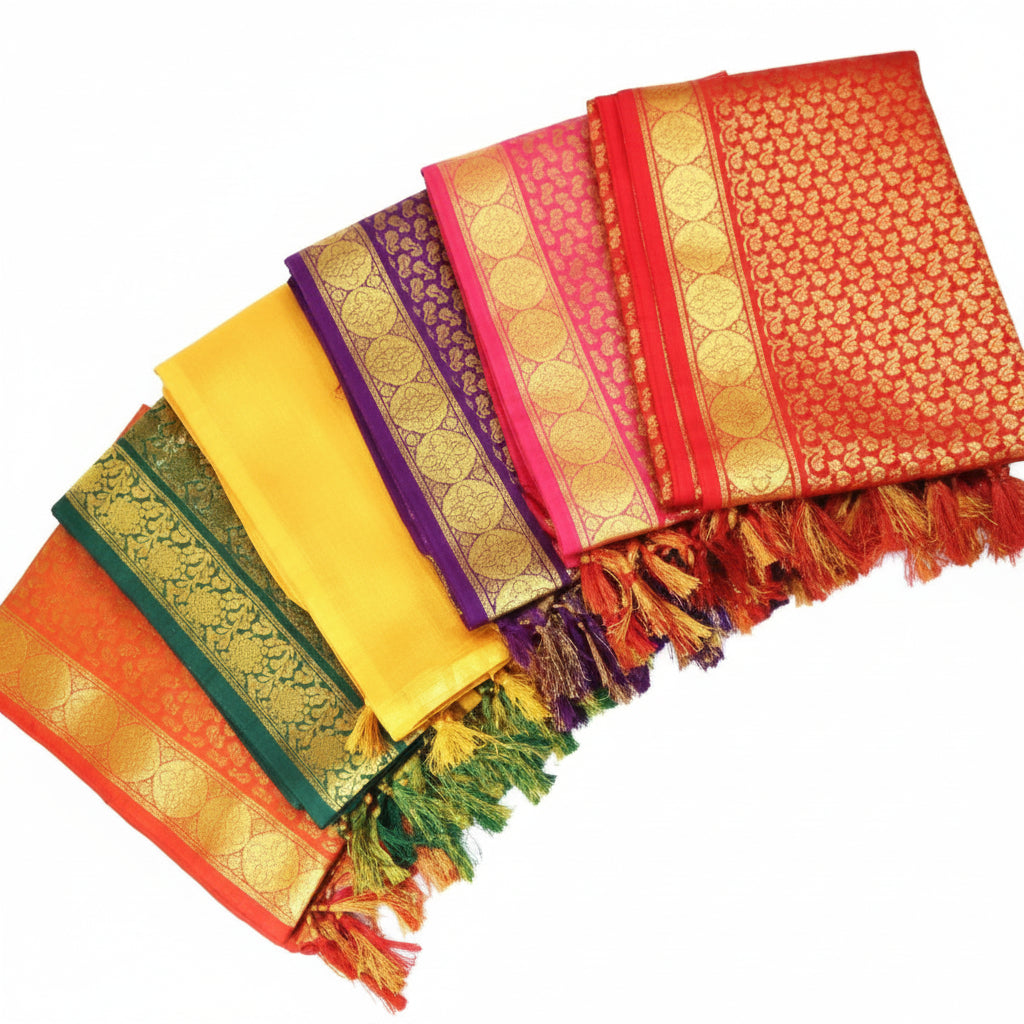 Art Silk Shawl Design VI-Saffron