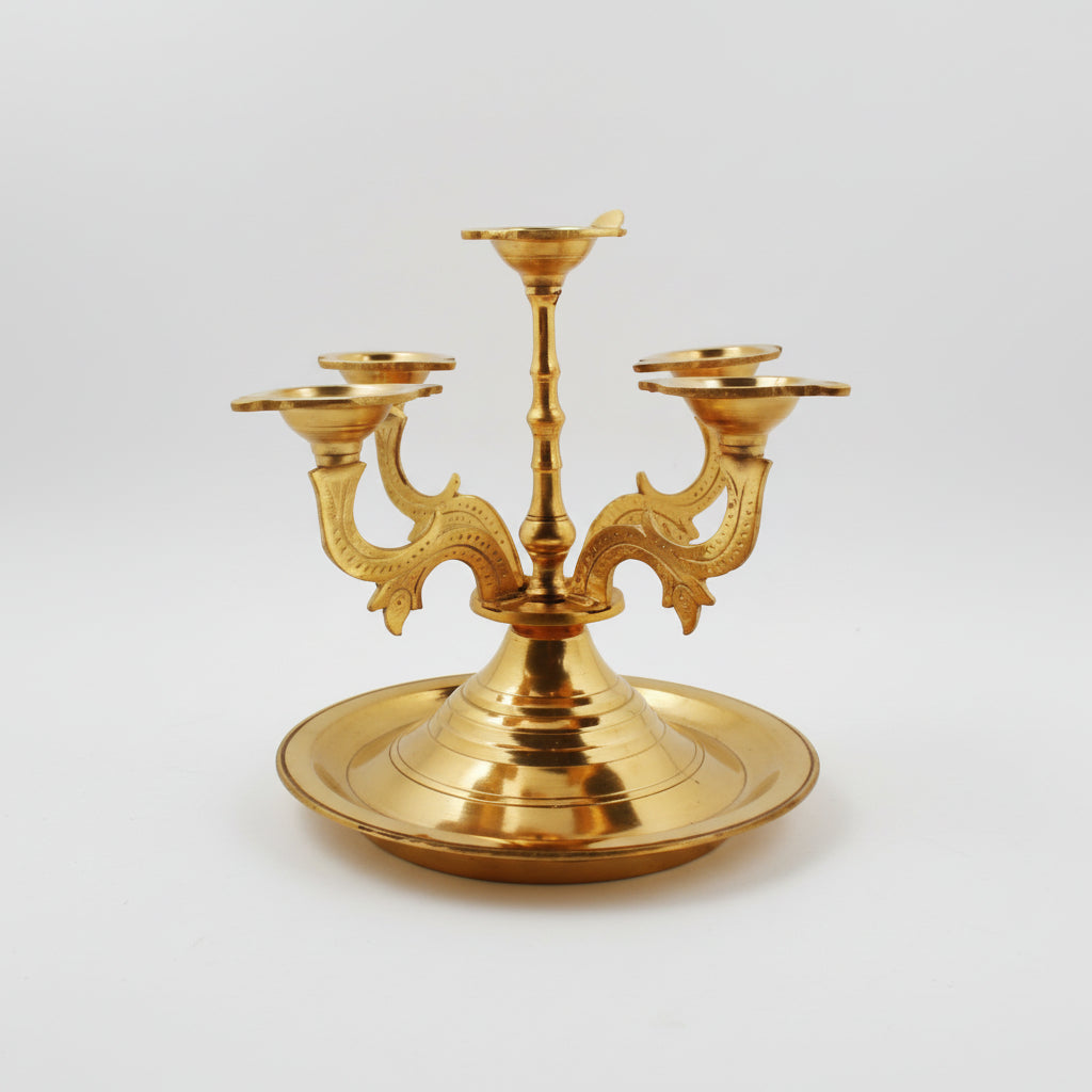 Chatur Diya Lamp In Brass-Set of 2