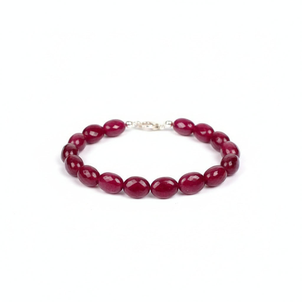 Ruby Oval Beads Bracelet-Thread