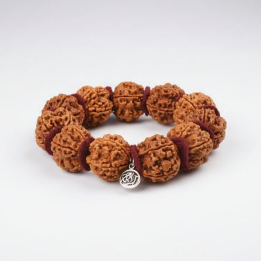 5 Mukhi Guru Bracelet (I)-Large-Woolen Spacers