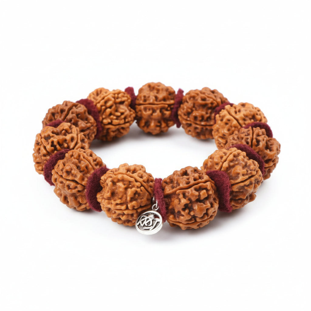5 Mukhi Guru Bracelet (I)-Regular-Woolen Spacers