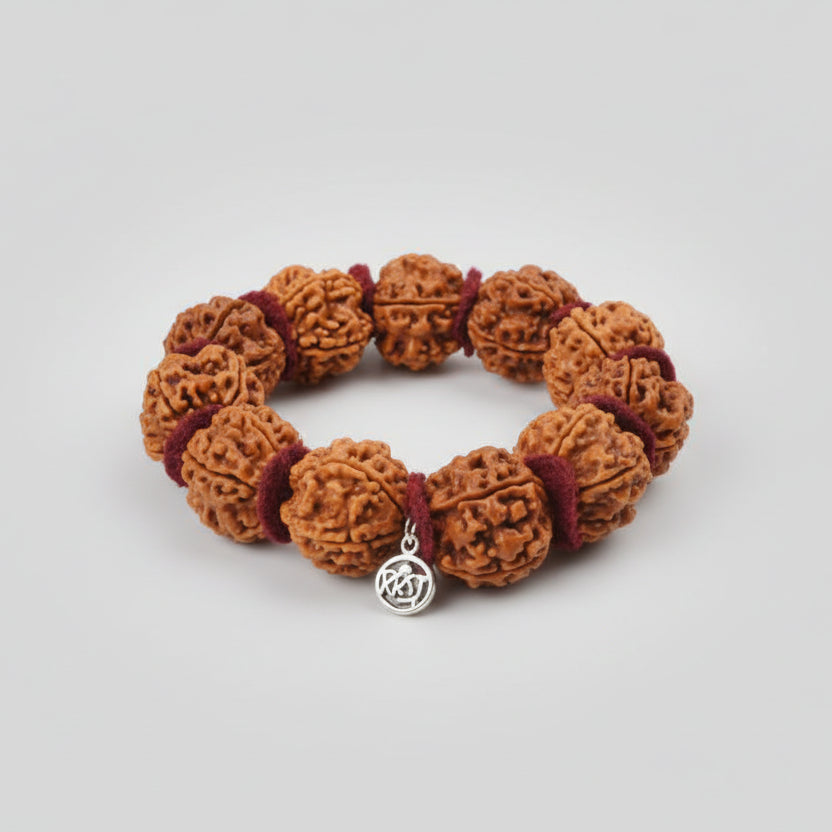 5 Mukhi Guru Bracelet (I)-Small-Woolen Spacers