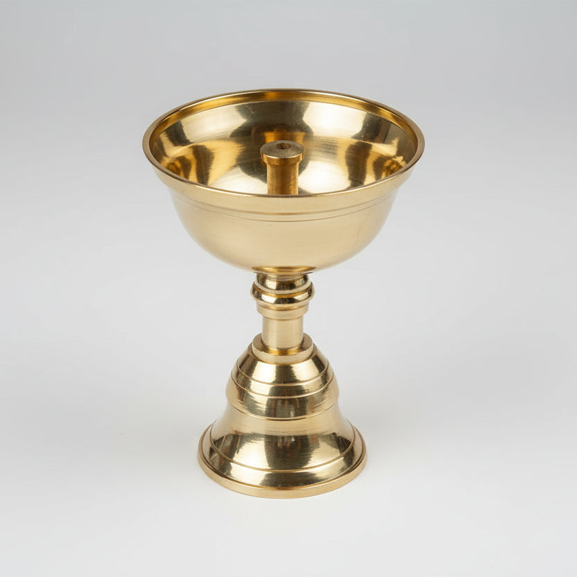Superfine Heavy Brass Akhand Diya-Gold Finish