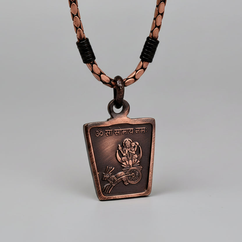 Chandra Yantra Copper Locket-With Copper Chain