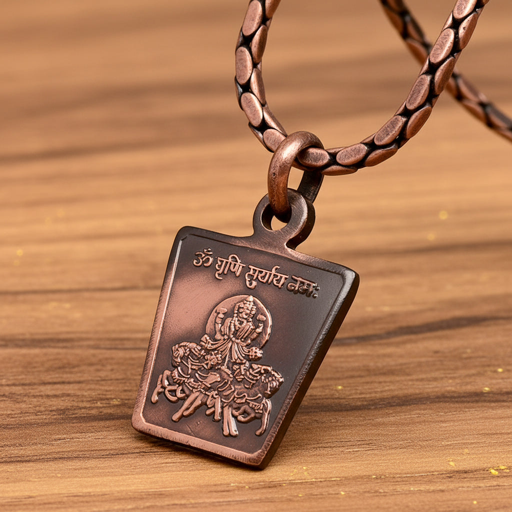 Surya Yantra Copper Locket-With Copper Chain