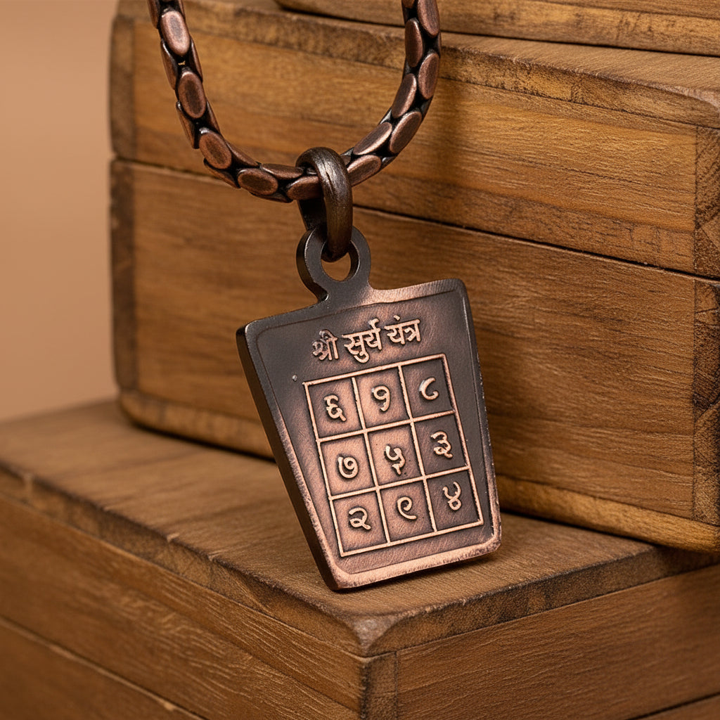 Surya Yantra Copper Locket-With Copper Chain