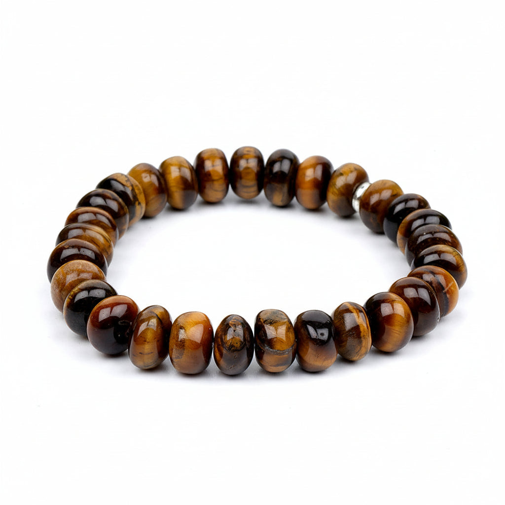 Tiger Eye Elliptical Beads Bracelet-10 mm