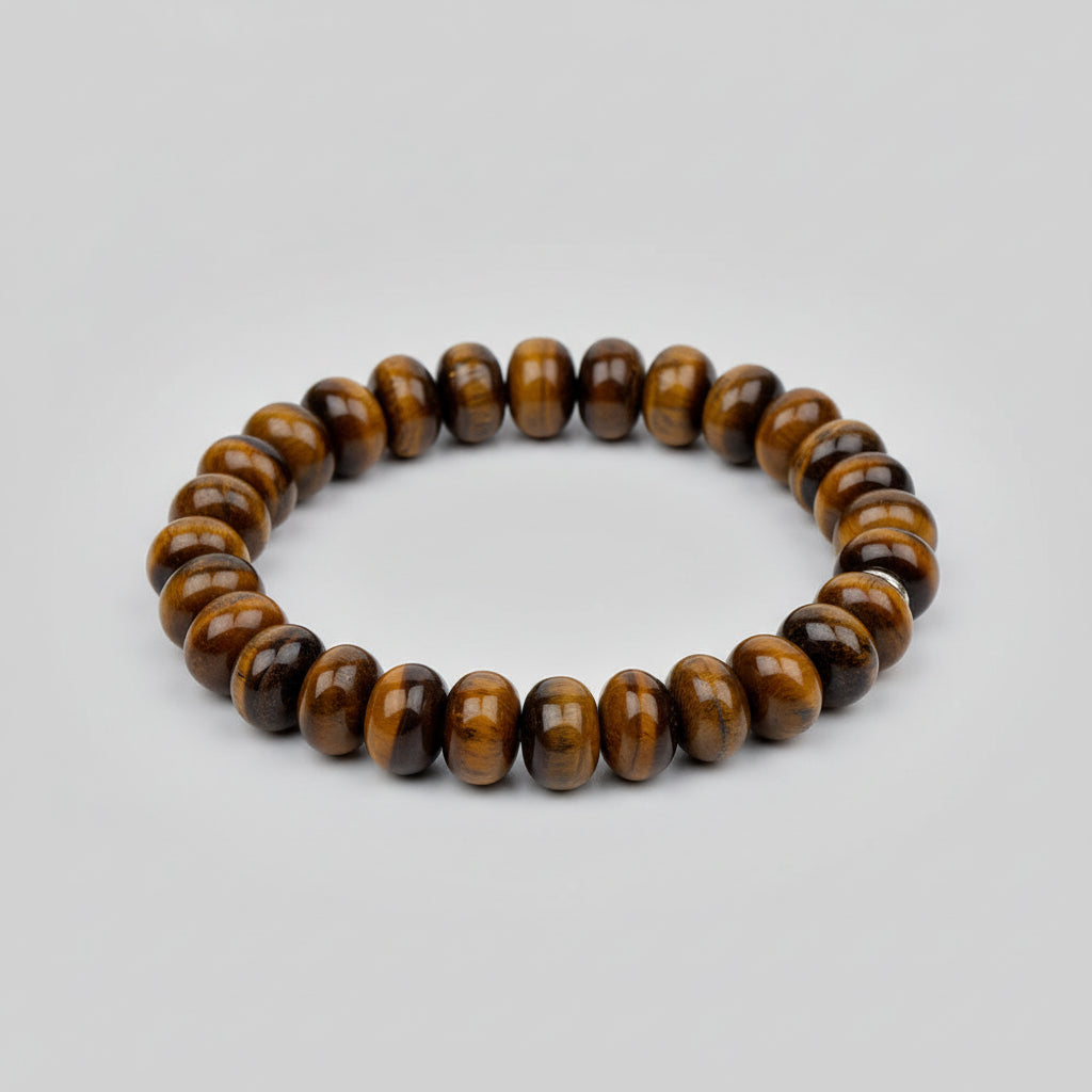 Tiger Eye Elliptical Beads Bracelet-12 mm