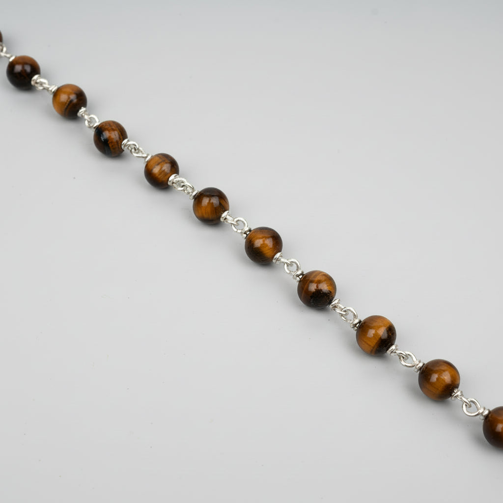 Tiger Eye 925 Silver Wire Bracelet-6 mm