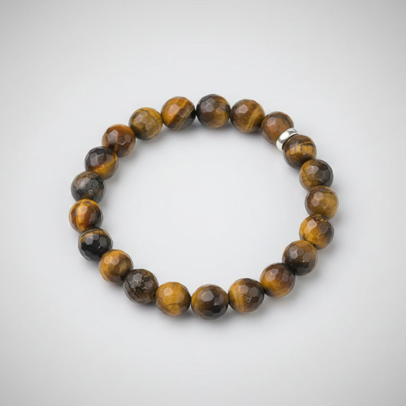 Tiger Eye Faceted Beads Bracelet-10 mm