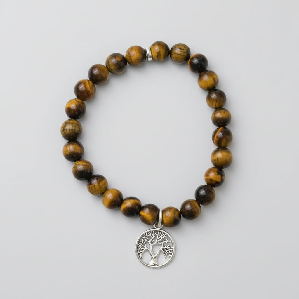 Tiger Eye Tree of Life Trinklet Bracelet-8 mm