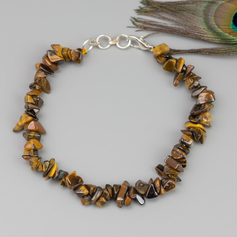 Tiger Eye Uncut Beads Bracelet-Single Layer