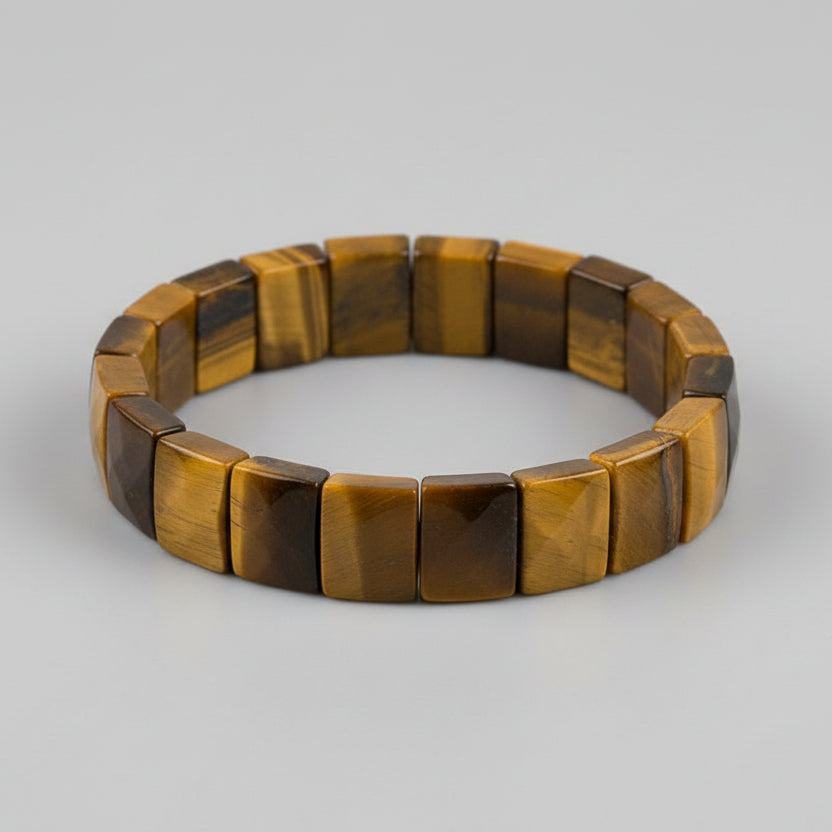 Tiger Eye Square Faceted Beads Bracelet