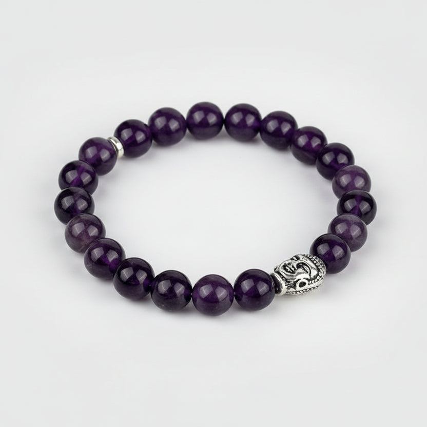 Amethyst Buddha Charm Bracelet-10 mm