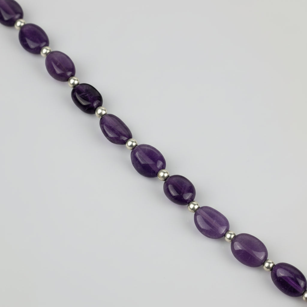 Amethyst Oval Beads German Silver Bracelet