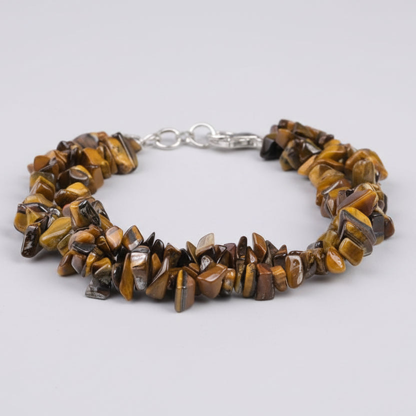 Tiger Eye Uncut Beads Bracelet-Single Layer