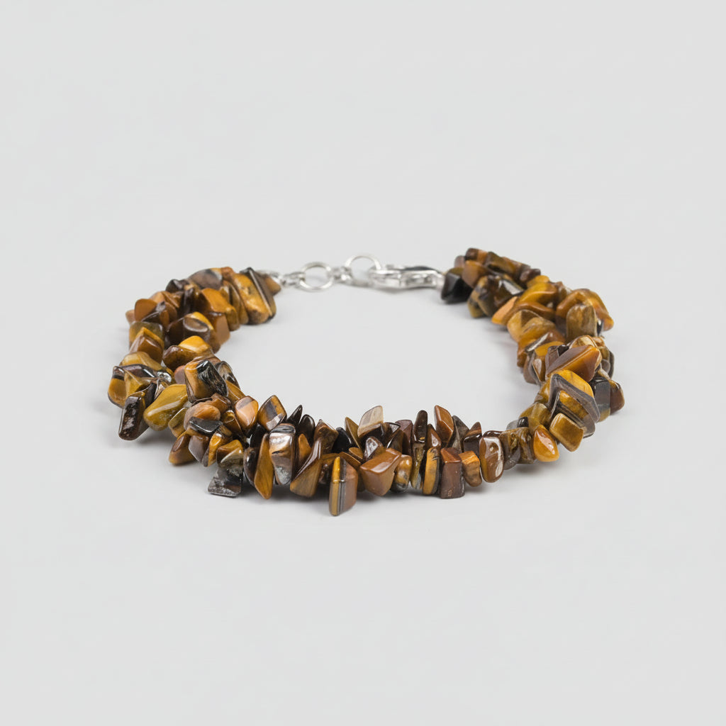 Tiger Eye Uncut Beads Bracelet-Double Layer