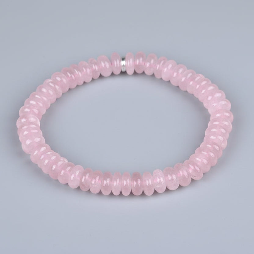 Rose Quartz Elliptical Beads Bracelet-12 mm
