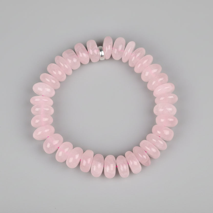 Rose Quartz Elliptical Beads Bracelet-12 mm