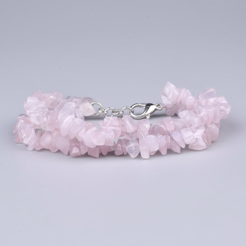 Rose Quartz Uncut Beads Bracelet-Double Layer