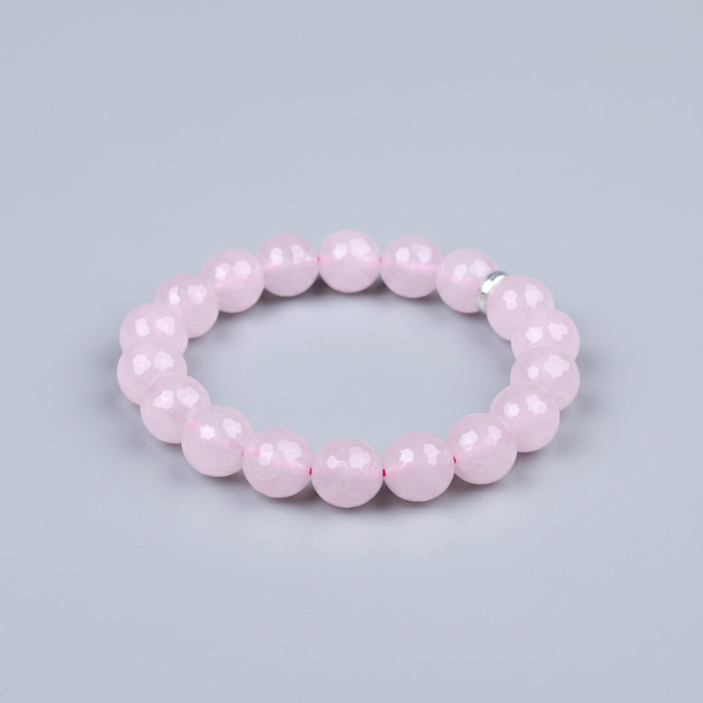Rose Quartz Faceted Beads Bracelet-10 mm