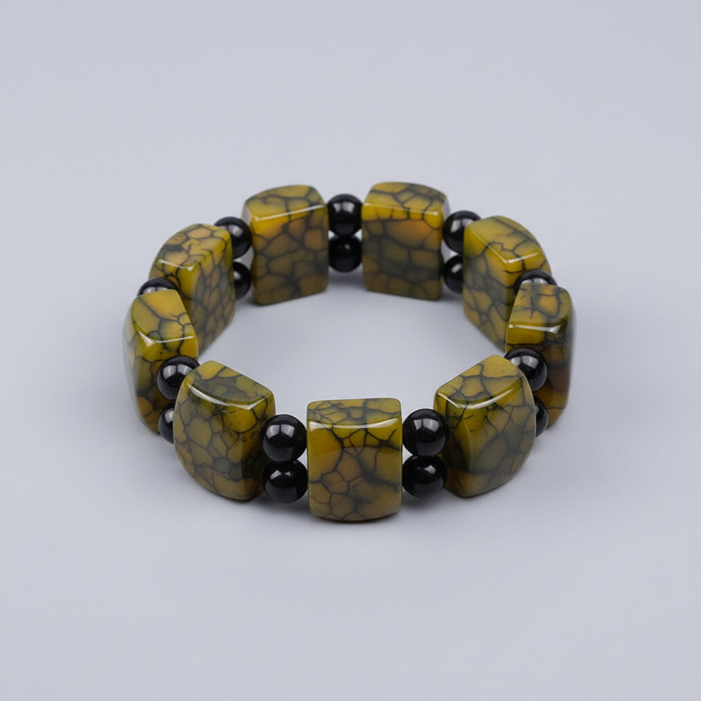 Multicolor Agate Bracelet (Cushion Round Beads)