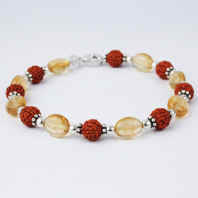 4 mukhi Rudraksha and Citrine Bracelet (I)