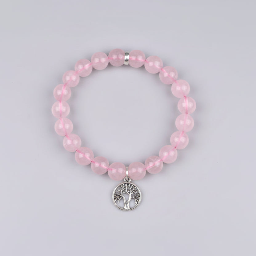 Rose Quartz Tree of Life Bracelet-10 mm