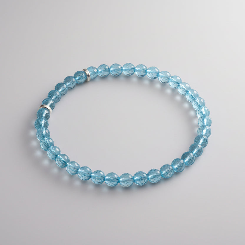 Blue Topaz Faceted Beads Bracelet-6 mm