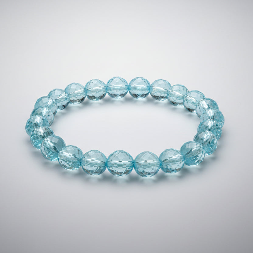 Blue Topaz Faceted Beads Bracelet-6 mm